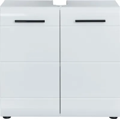Produktbild von trendteam Bad Waschbeckenunterschrank Skin/Gloss/Line Weiß Nachbildung/Weiß Hochglanz Tiefzieh 60 x 56 x 31 cm