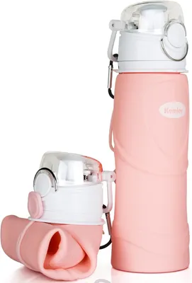 Productafbeelding van Opvouwbare drinkfles siliconen - 750 ml - Met karabiner - -vrij