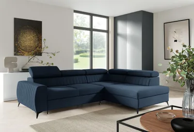 Produktbild von Ecksofa Schlafsofa Sofa TORONTO Stoff Element Blau Ottomane Rechts