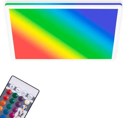 Produktbild von BRILONER SLIM LED Panel, Fernbedienung, Dimmbar, RGB bunte Lichtfarben, Neutralweißes Licht, weiß, 42 x 42 x 3 cm