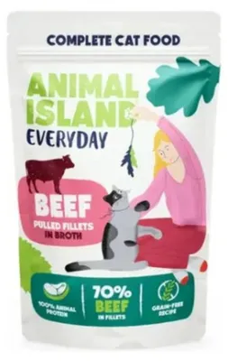 Image de Île aux Animaux Bœuf en bouillon - nourriture humide pour chats - 40x85 g