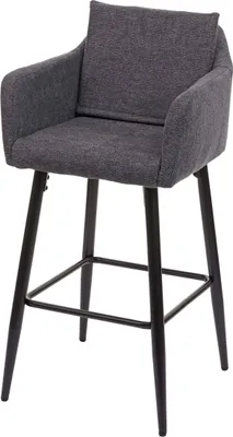 Image de Tabouret de bar HWC-H93, chaise de bar tabouret de comptoir, repose-pieds métal ~ tissu/textile gris foncé
