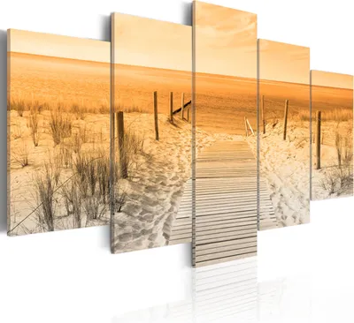 Produktbild von Leinwandbilder 200x100 cm c-B-0051-b-o Vlies Leinwandbild 5 tlg Kunstdruck modern Wandbilder XXL Wanddekoration Design Wand Bild MEER STRAND NATUR LANDSCHAFT SAND