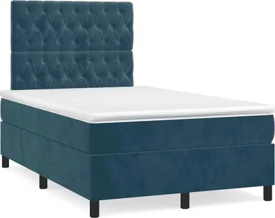 Obrázek produktu pro Postel s pružinovou matrací tmavě modrá 120x190 cm sametová