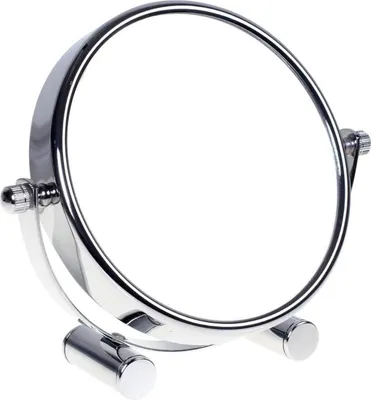 Image de Miroir cosmétique pivotant à 360° Miroir de salle de bain sur pied grossissement 5x Argent