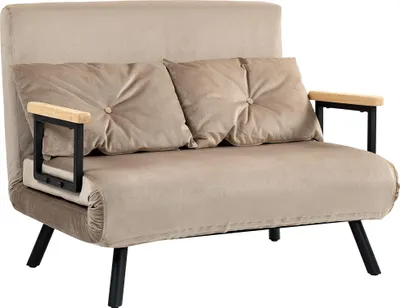 Image de HOMCOM Canapé-lit, lit pliant avec fonction lit, fauteuil de relaxation avec coussins de dossier, canapé rembourré avec dossier réglable, aspect velours, 102L x 73P x 81H cm