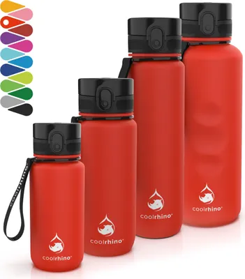 Produktbild von coolrhino Trinkflasche "rhinosport" 350ml I 650ml I 1l I 1,5 Liter für Sport, Outdoor, Schule, Fitness & Kinder - Wasserflasche auslaufsicher und Bpa frei - Flasche für Kohlensäure geeignet
