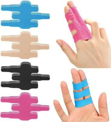 Produktbild von Kinesiotapes 20 Stück, vorgecuttete Fingerpflaster, blau schwarz hautfarben rosa, für Sport