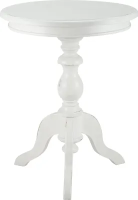 Produktbild von CLP Beistelltisch Wiva 50 cm aus Mindiholz Tischplatte rund Couchtisch antik weiß
