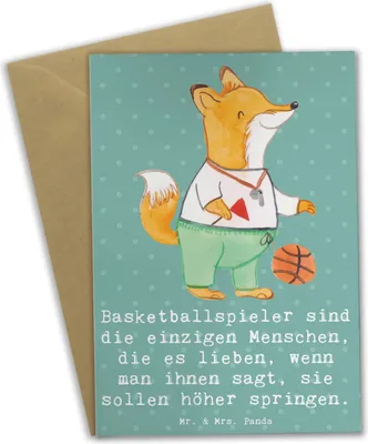Produktbild von Mr. & Mrs. Panda Grußkarte Basketball Motivation - Meeresbrise - Geschenk, Sportler, Sportart, Training, Spielfreude, Dribbling, Korbball, Dunking, einladungskarten