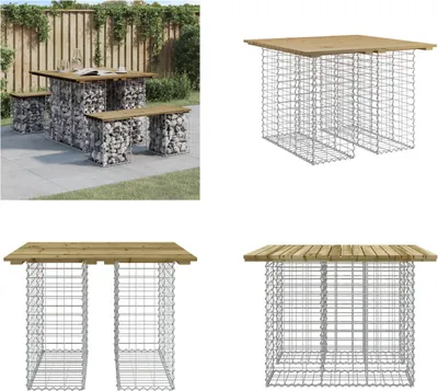 Image de vidaXL Banc de jardin en gabions 100x102x72 cm Bois de pin imprégné - Banc de jardin - Bancs de jardin - Banc d'extérieur