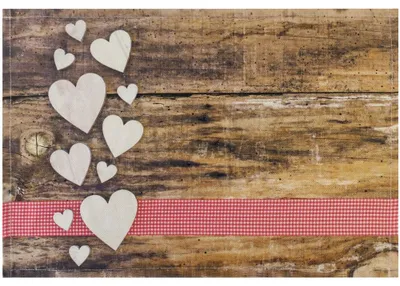 Immagine prodotto di Tovaglietta tessile CLOTH cuori in tessuto nastro in legno tavola 45x30 cm