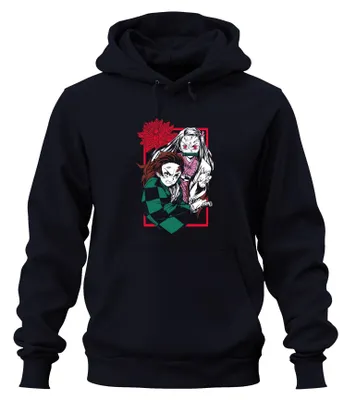 Productafbeelding van Kimetsu No Yaiba Tanjiro Nezuko Anime Demon Slayer Katana Fan Uni Hoodie, Marineblauw, Maat M