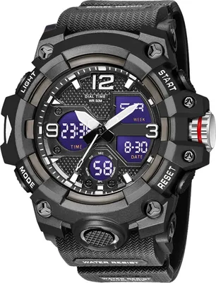 Produktbild von Armbanduhr Herren Militär Sportuhr Analog Digitaluhr 5ATM Wasserdicht Outdoor Uhr mit Licht Alarm Kalender Stoppuhr für Männer Jungen Groß