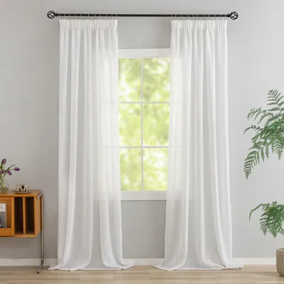 Immagine prodotto di Tende, 2 pezzi, dimensioni 245x140 cm, misto lino, con passamaneria arricciata, ideali per la camera da letto