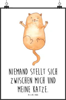 Produktbild von Mr. & Mrs. Panda Bild Katze Umarmen DIN A2 - Weiß - Geschenk, Cat, Wandschmuck, Liebe, Cats, Freundin, kunstdruck poster, drucke, Wanddekoration, Katzen, wanddeko