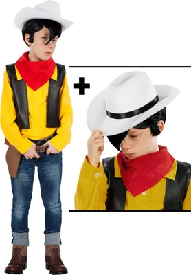 Produktbild von Lucky Luke Kinderkostüm mit Hut - Cowboy Fasching Kindergröße: 98-104