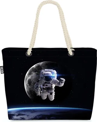 Produktbild von VOID Astronaut Mond Strandtasche Shopper 58x38x16cm 23L XXL Einkaufstasche Tasche Reisetasche Beach Bag