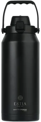 Produktbild von ESTIA Thermosflasche Isolierflasche 1,8 Liter Trinkflasche schwarz aus Edelstahl mit Tragegriff und Trinkaufsatz