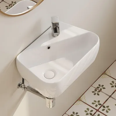 Produktbild von HOROW Aufsatzwaschbecken Keramik Handwaschtisch Trapezform Handwaschbecken 45 cm Badezimmer Aufsatzwaschtisch