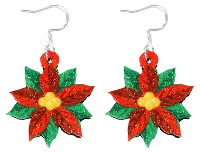 Productafbeelding van Kerst Poinsettia Dangle Oorbellen voor Feestdagen