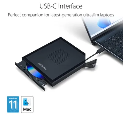 Imagen del producto de ASUS 90DD02L0-M29000 DVW ASUS SDRW-08V1M-U Ultra Slim Portable hidden USB-C