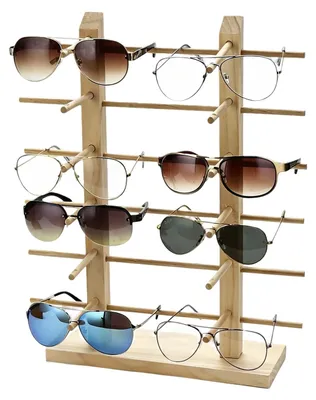 Brillenhalter aus Holz für 12 Brillen, Sonnenbrillen-Organizer