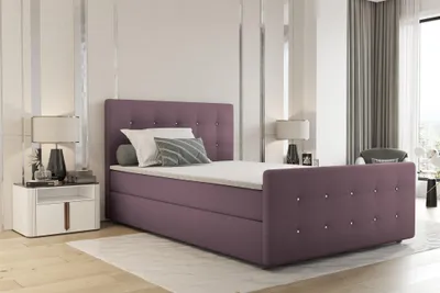 Produktbild von Boxspringbett Schlafzimmerbett MARKOS 200x220cm Stoff Soro Violett inkl. Topper