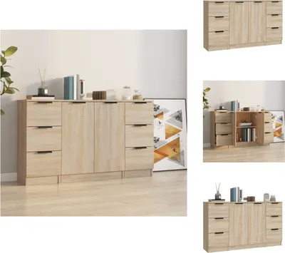 Zdjęcie produktu dla vidaXL Kredensy 3 szt. materiał drewnopochodny dąb sonoma - Kredensy