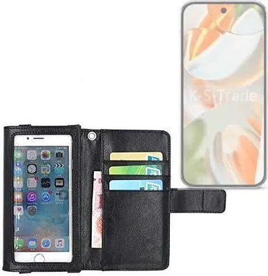 Produktbild von K-S-Trade Handy Hülle Schutz Hülle Kompatibel mit Google Pixel 9 Pro Case mit Displayschutz / Schutzfolie Flip Cover Wallet case Etui Hülle schwarz