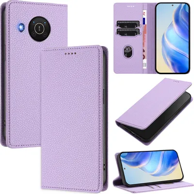 Image de Etui en cuir pour Nokia X20/Nokia X10, cuir Litschi, étui portefeuille avec fentes pour cartes et support Violet