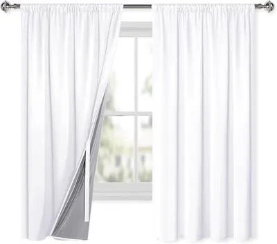 Immagine prodotto di Tende oscuranti bianche, 140 x 260 cm, set di 2 pannelli con passamaneria a pieghe
