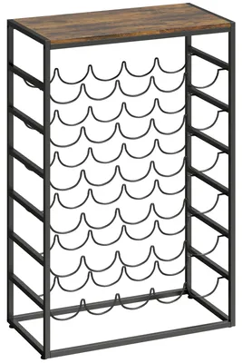 Produktbild von Weinregal für 30 Flaschen freistehendes Flaschenregal aus Metall für Keller Lagerraum 59 x 30 x 88,5 cm Rustikal-Braun