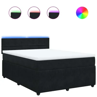 Produktbild von Boxspringbett mit Matratze Schwarz 140x200 cm Samt