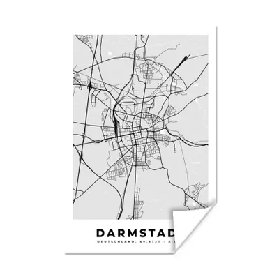 Produktbild von MuchoWow® Poster Karte - Darmstadt - Deutschland - Stadtplan - Karte 120x180 cm - Kunstposter