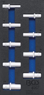 Produktbild von BGS 4057 1/3 Werkstattwageneinlage: Steckschlüsseleinsätze 12,5 (1/2), 6-kant, tief, 10-24 mm, 9-tlg.