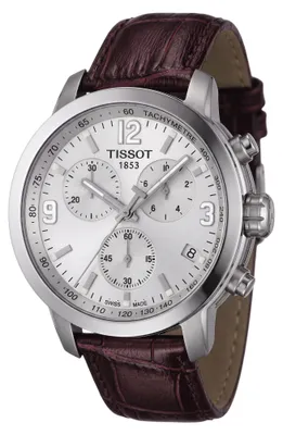Produktbild von Tissot Herrenuhr PRC 200 Chronograph Silber Braun Leder T055.417.16.037.00