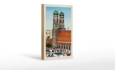 Produktbild von Holzschild Städte München Altstadt Frauenkirche Dekoration 12x18 cm