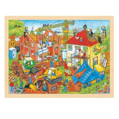 Image de Goki Houten Legpuzzel - Bouwplaats, 96st.