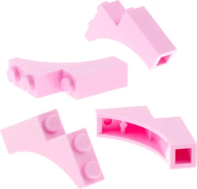 Produktbild von 4x Lego Bogenstein 1x3x3 hell rosa pink viertel Bogen Brücke Burg Tor 13965
