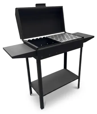 Produktbild von Mangal-Grill 3 mm Stahl 84 cm hoch Holzkohlegrill mit Deckel und 2 Seitenablagen inkl. Grillrost aus Edelstahl BBQ