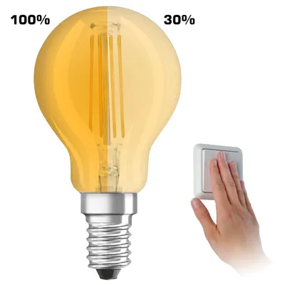 Produktbild von Osram LED Filament Leuchtmittel Tropfen Classic P 4W = 40W E14 klar 470lm warmweiß 2700K DUO CLICK DIM per Lichtschalter DIMMBAR