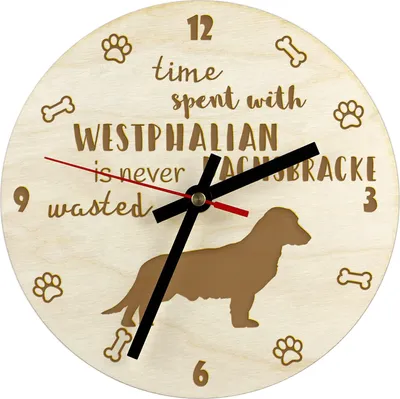 Zdjęcie produktu dla Westfalski gończy krótkonożny - zegar z psem, drewniany zegar z grawerem, personalizowany zegar marki Art-Dog