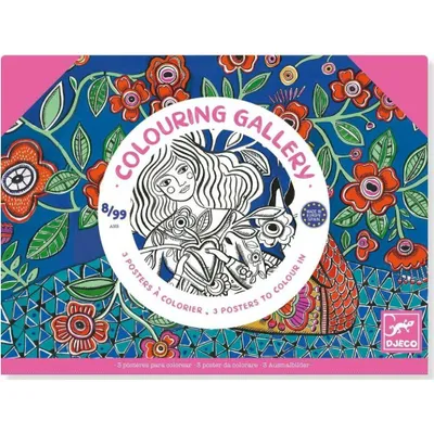 Produktbild von DJECO Malbuchset Coloring Gallery mit vielfältigen Blumenmotiven