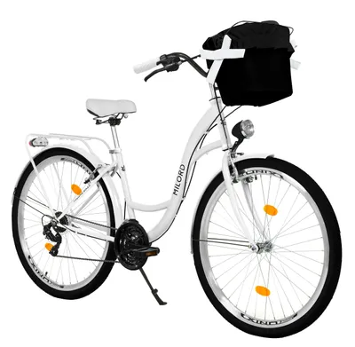 Produktbild von MILORD Damenfahrrad Citybike Komfort Mit Metallkorb Hollandrad Fahrrad, 26 Zoll, 21-Gang, Weiß