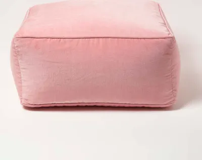 Produktbild von HOMESCAPES Samt Sitzpouf rosa – Sitzsack eckig, 60x60x27 cm