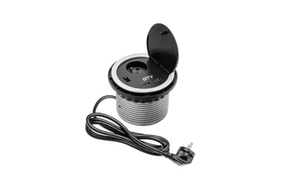 Obrázok produktu pre GTV Vstavaná zásuvka CHARGER 1x230V 2xUSB strieborná - AE-BPW1U2UCH-80