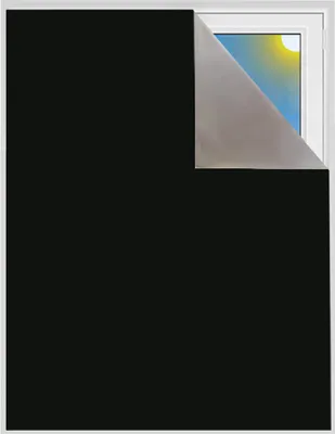 Produktbild von Verdunklungsstoff Meterware | Sonnenschutz zu 100% verdunkelnd | Folie mit Thermobeschichtung | lichtundurchlässige Meterware für Fenster, Velux und Dachfenster | Blackout (Schwarz)