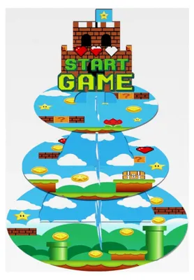 Produktbild von Cupcake Ständer im Spielthema, 3-stöckiger Dessertturm für Geburtstagsfeiern