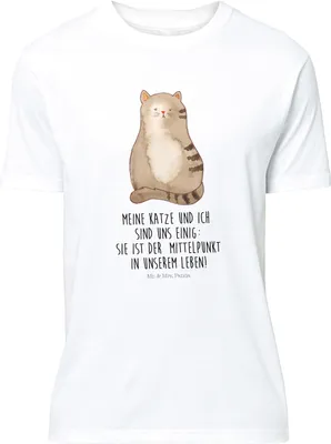 Produktbild von Mr. & Mrs. Panda T-Shirt Katze Sitzen - Weiß - Geschenk, Katzen, Shirt, Miau, mit Aufdruck, S, Familie, Lustiges, Cat, Tshirt